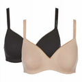 Calvin Klein Women's 2 Pack Lightly Lined Wirefree Bra, Black/Nude S