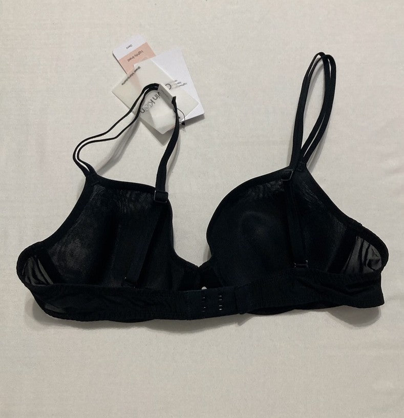 CALVIN KLEIN Sheer Marquisette Lightly Lined Demi Bra BLACK 36A