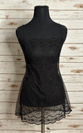 Victoria's Secret black sheer floral embroidered lace babydoll slip dress Size Small