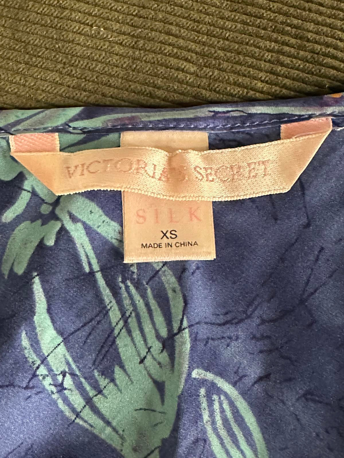 Vintage Y2K Victoria's Secret silk blue floral babydoll cami & thong set Size XS