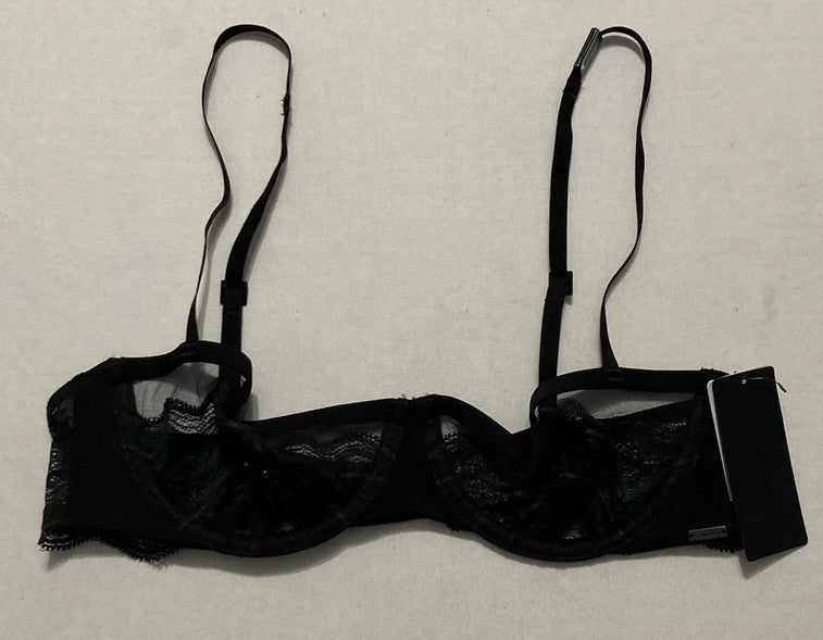 CALVIN KLEIN Graphic Lace Unlined Balconette Bra BLACK 34A