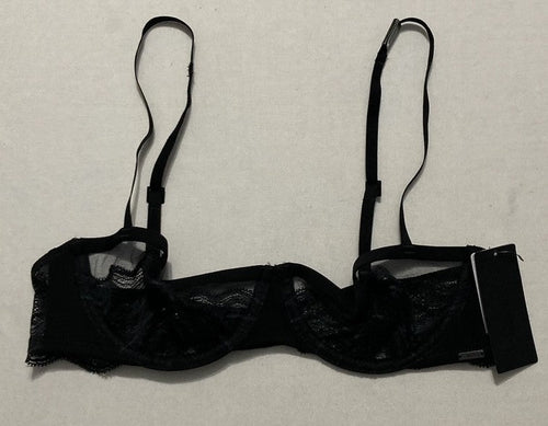 CALVIN KLEIN Graphic Lace Unlined Balconette Bra BLACK 34A