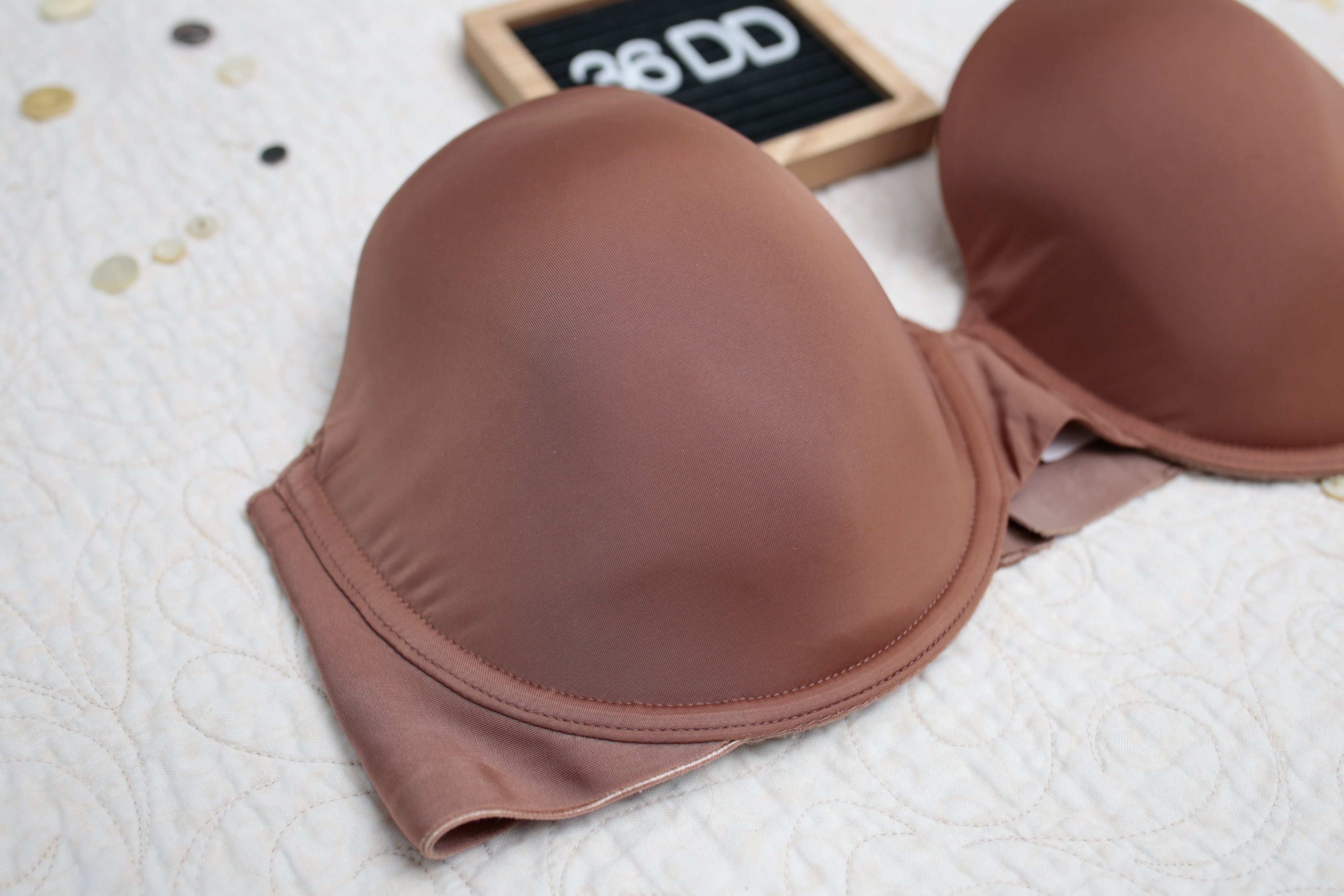 Victoria's Secret 36DD Lined Strapless Underwire Bra Rust Brown
