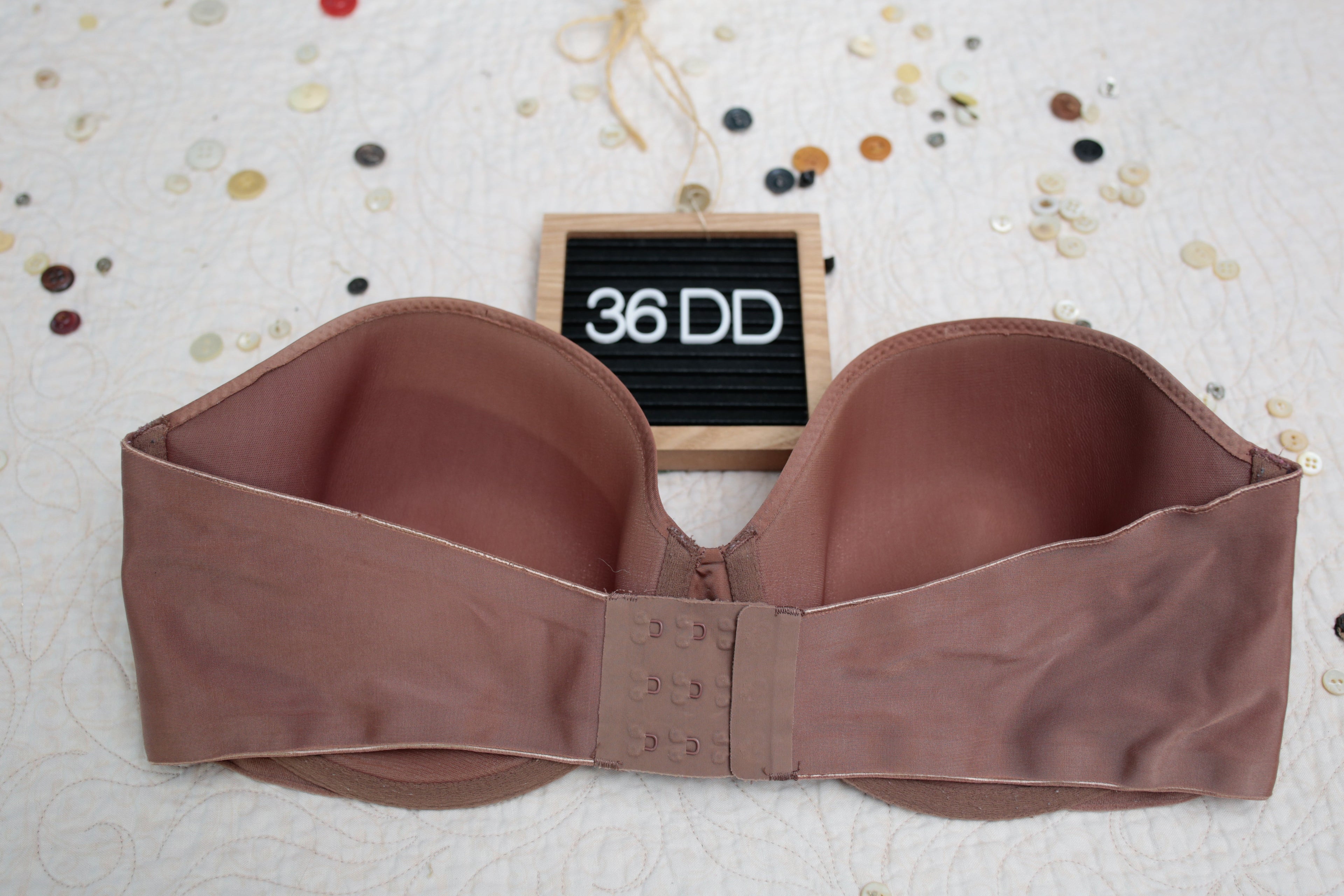 Victoria's Secret 36DD Lined Strapless Underwire Bra Rust Brown