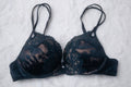 Victoria's Secret Vintage 32B Demi Push-up Bra Black Lace Overlay
