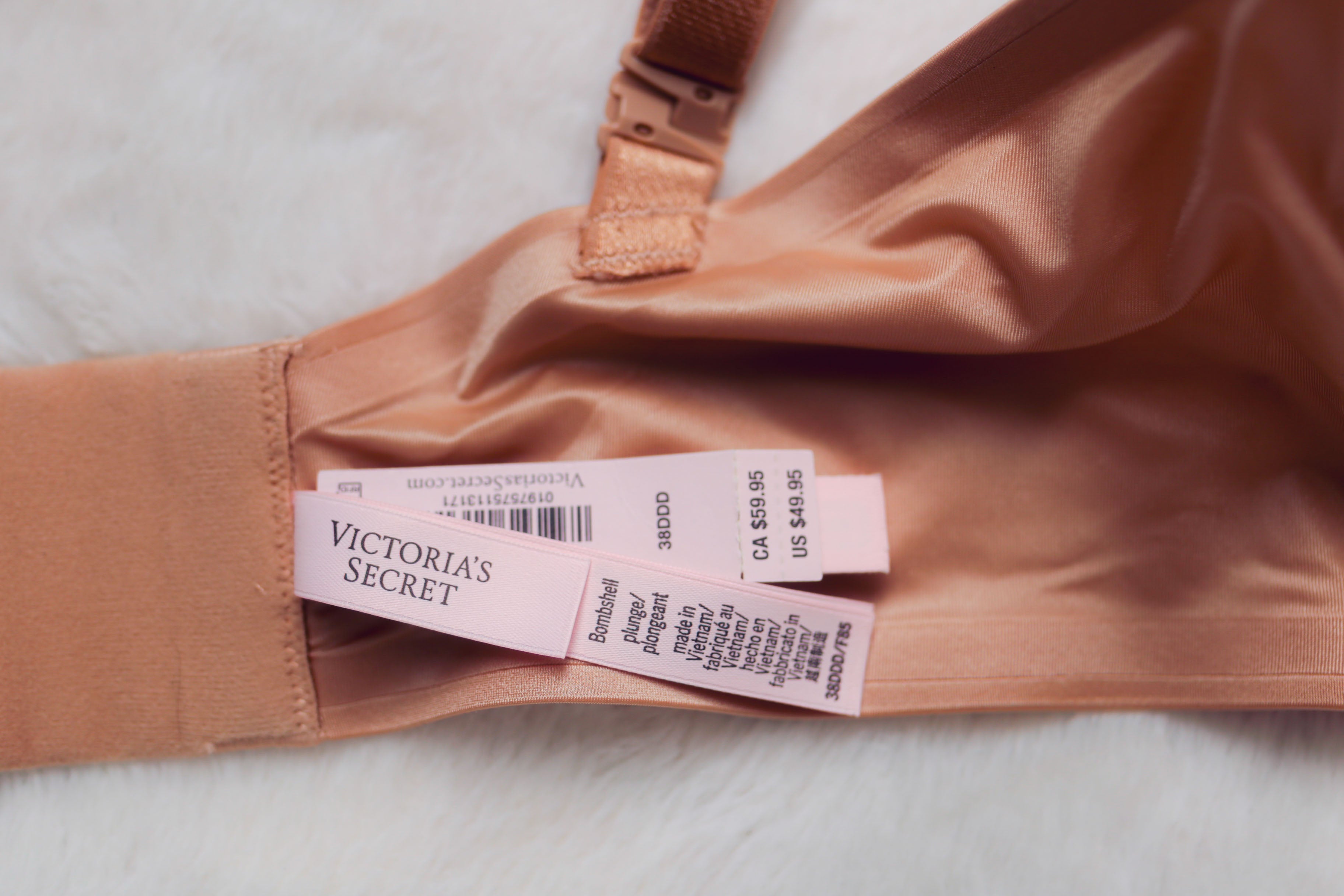 Victoria's Secret 38DDD Bombshell Plunge Push-up Bra Beige NEW