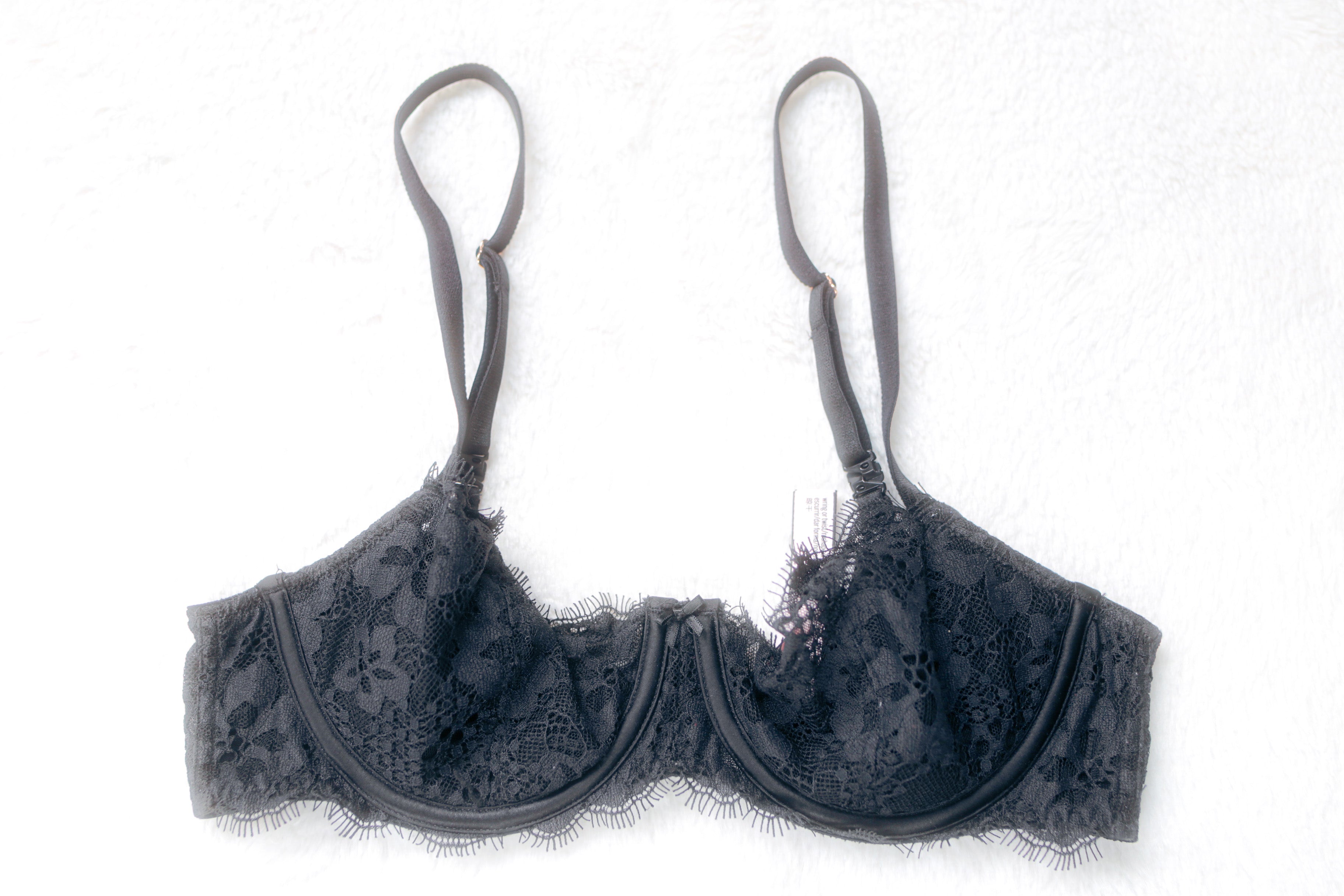 Victoria's Secret 32C Dream Angels Push-up Unpadded Unlined Lace Demi Bra Black