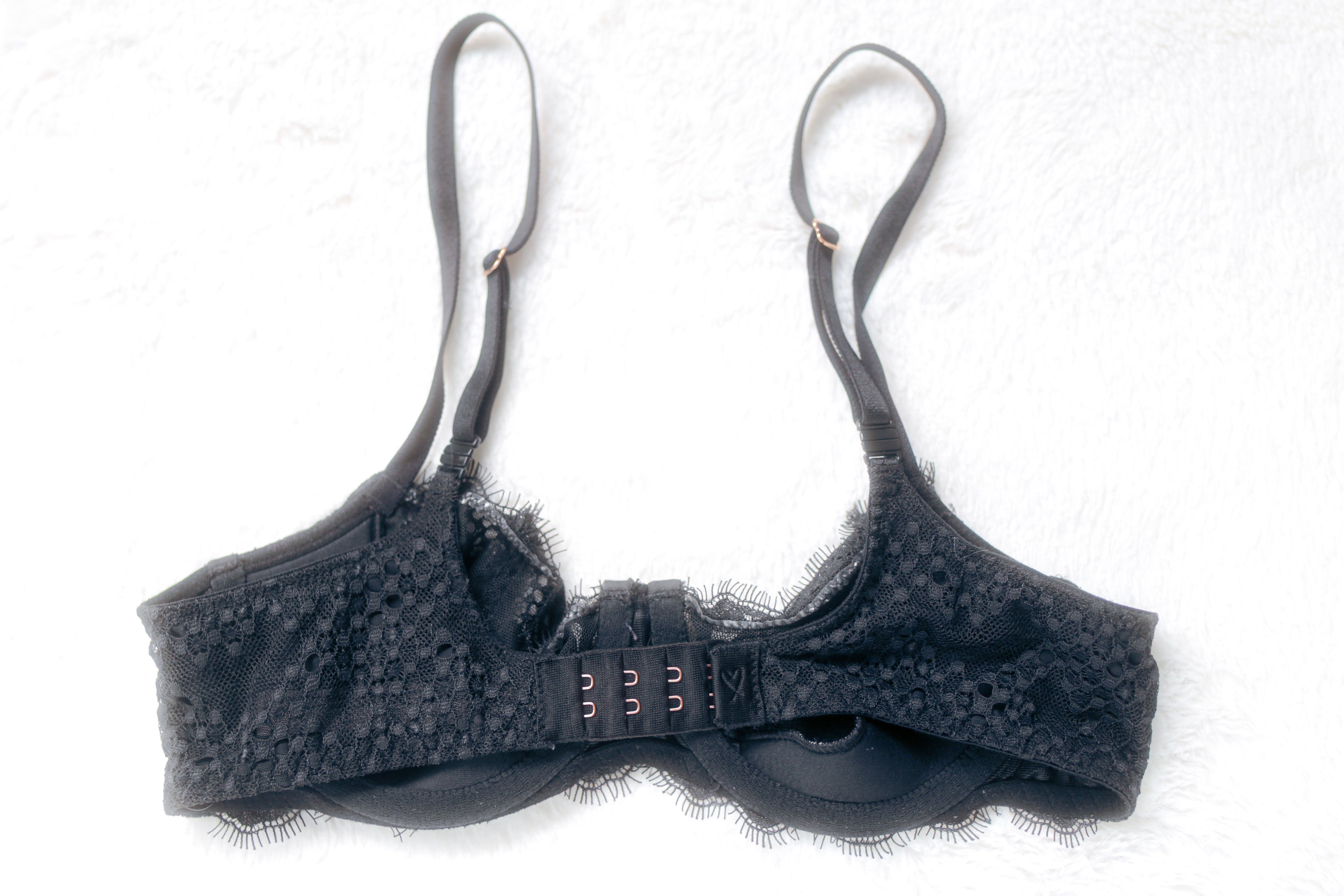 Victoria's Secret 32C Dream Angels Push-up Unpadded Unlined Lace Demi Bra Black
