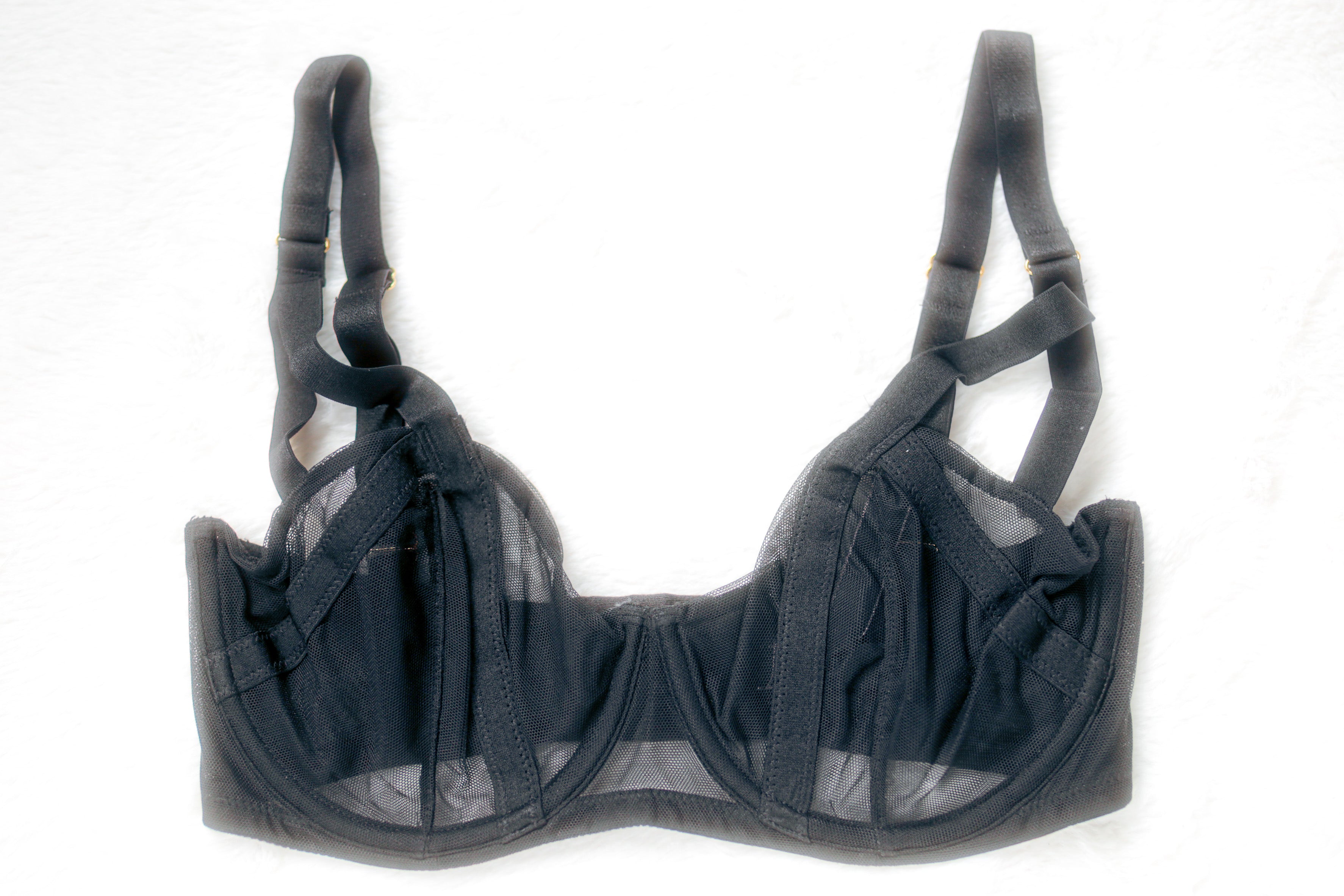 Victoria's Secret Very Sexy Unlined Sheer Lace Demi Bra Black 32DD