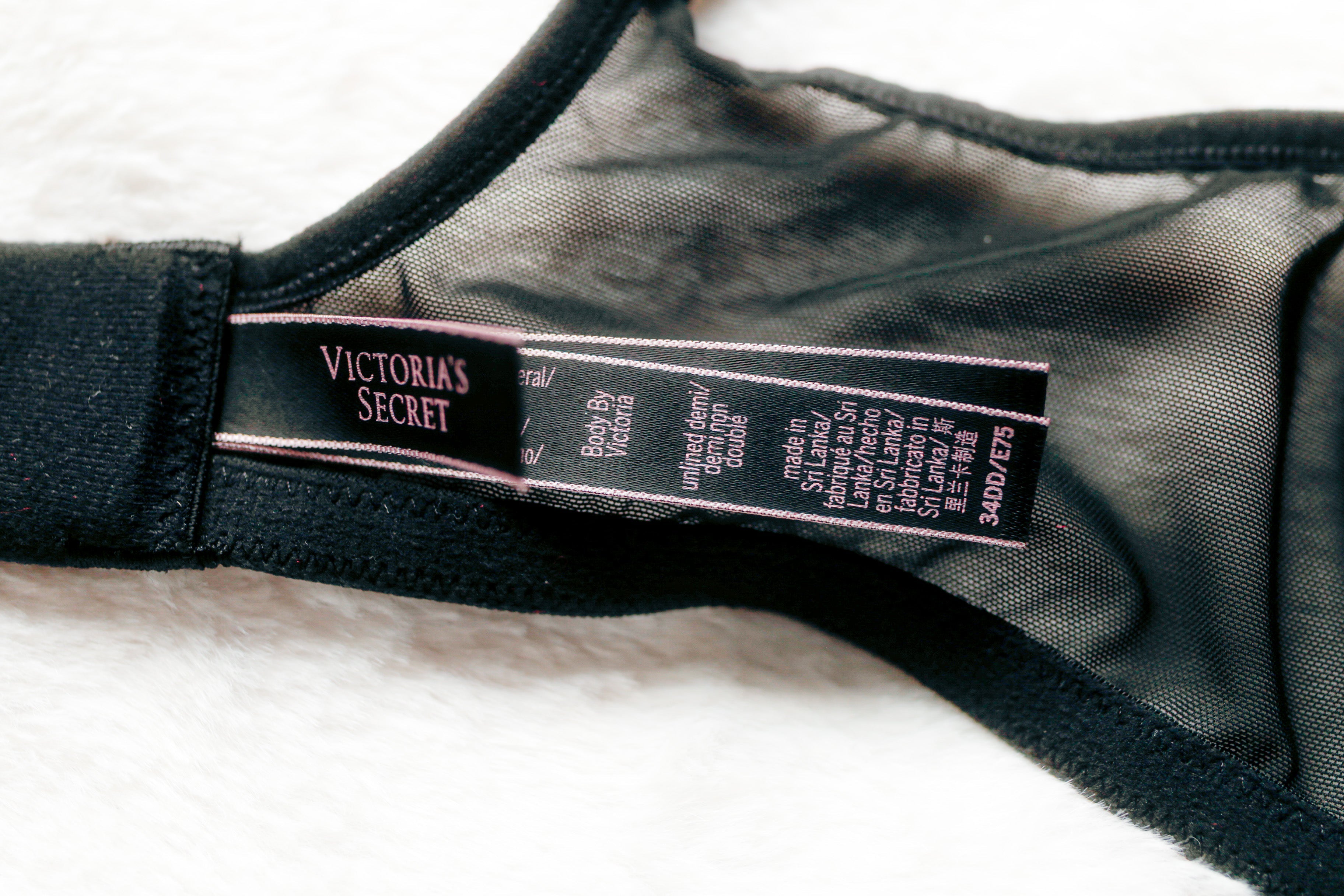 Victoria's Secret Body by Victoria Unlined Demi Sheer Mesh Bra Black 34DD