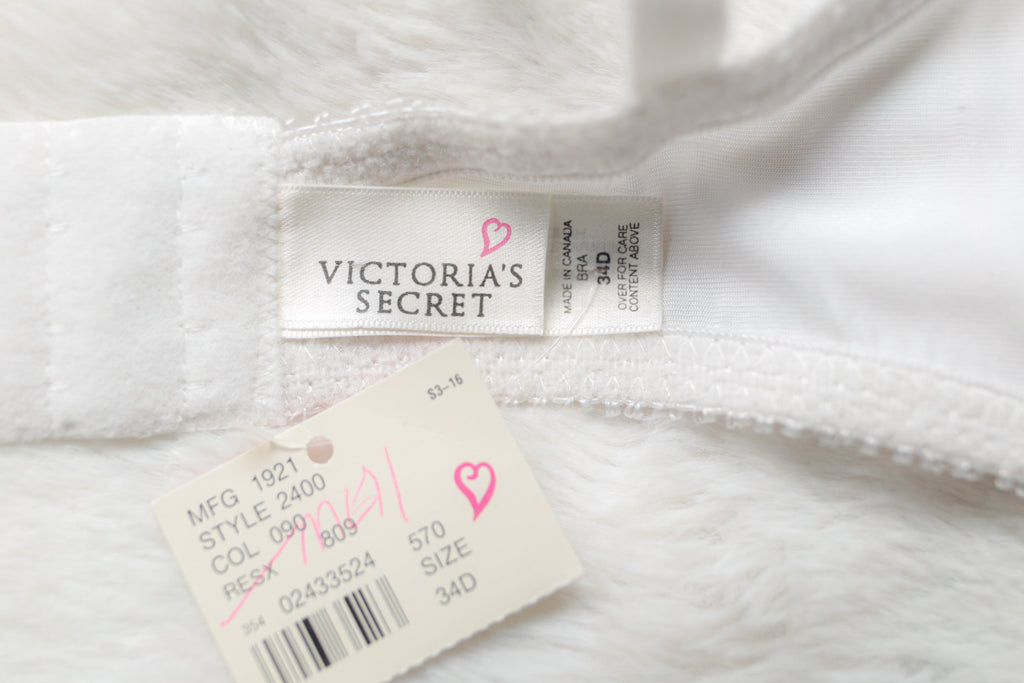 Victoria's Secret 90s Y2K Heart Label Satin Bridal Lined Demi Bra 34D NEW