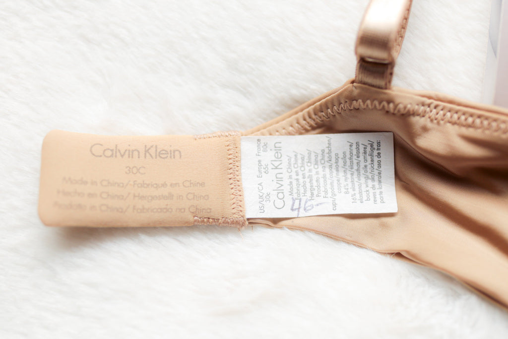 Calvin Klein Unlined Lace Underwire Bra Beige 30C NEW