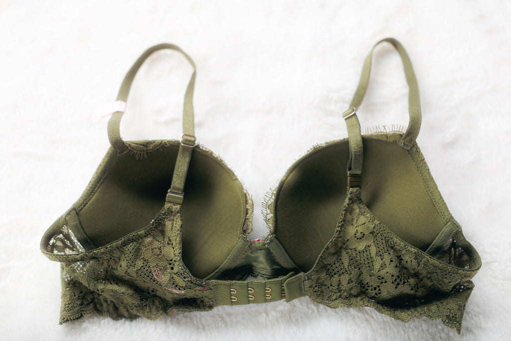 Victoria's Secret Dream Angels Push Up Boho Fairy Retro Lace Bra Green 34B NEW