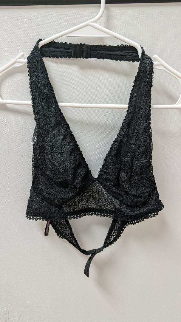 Victoria's Secret Black Lace Halter-Neck Bralette