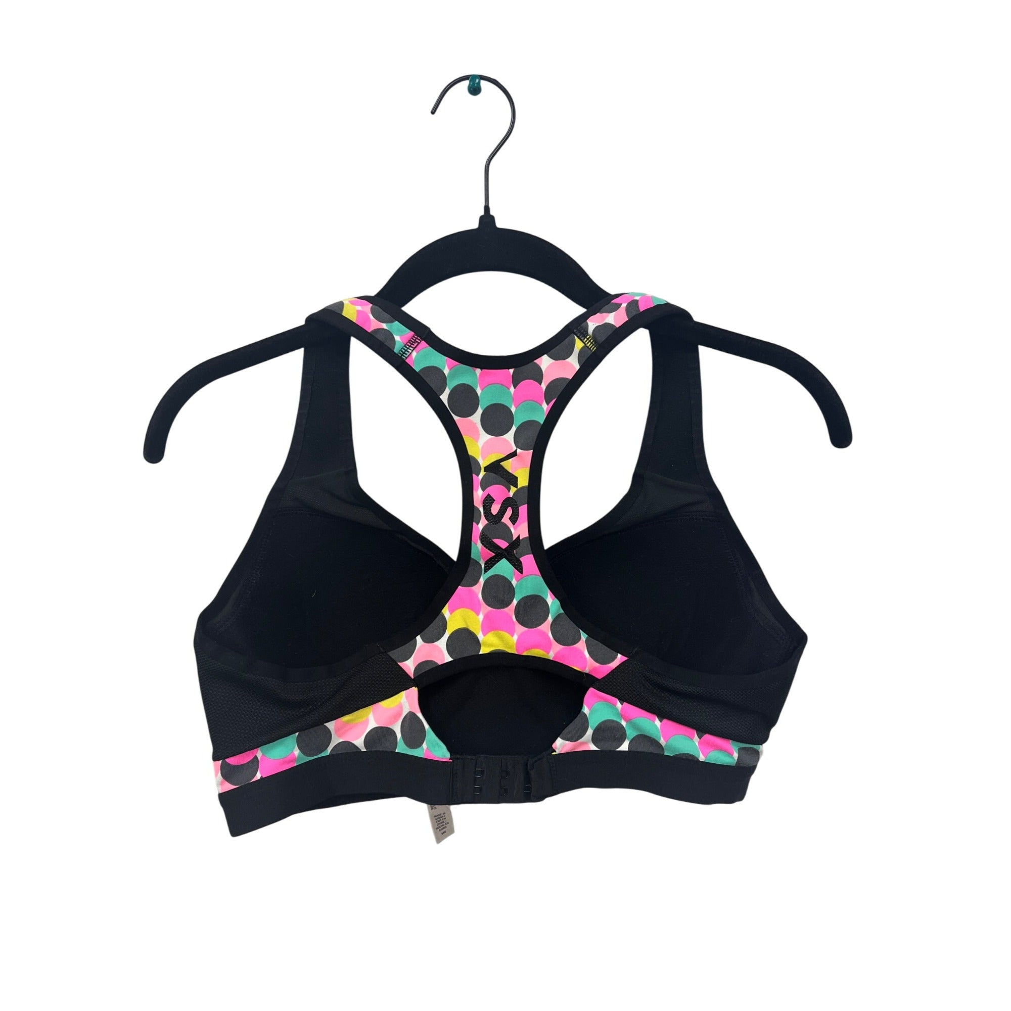 Victorias Secret VSX Womens Racerback Sports Bra With Multicolor Polka Dots Size 34C #6254