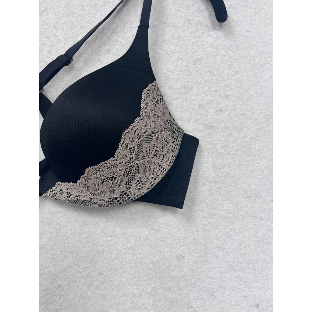 Victorias Secret Lace Trim Push-Up Bra Cross Back Design #548A