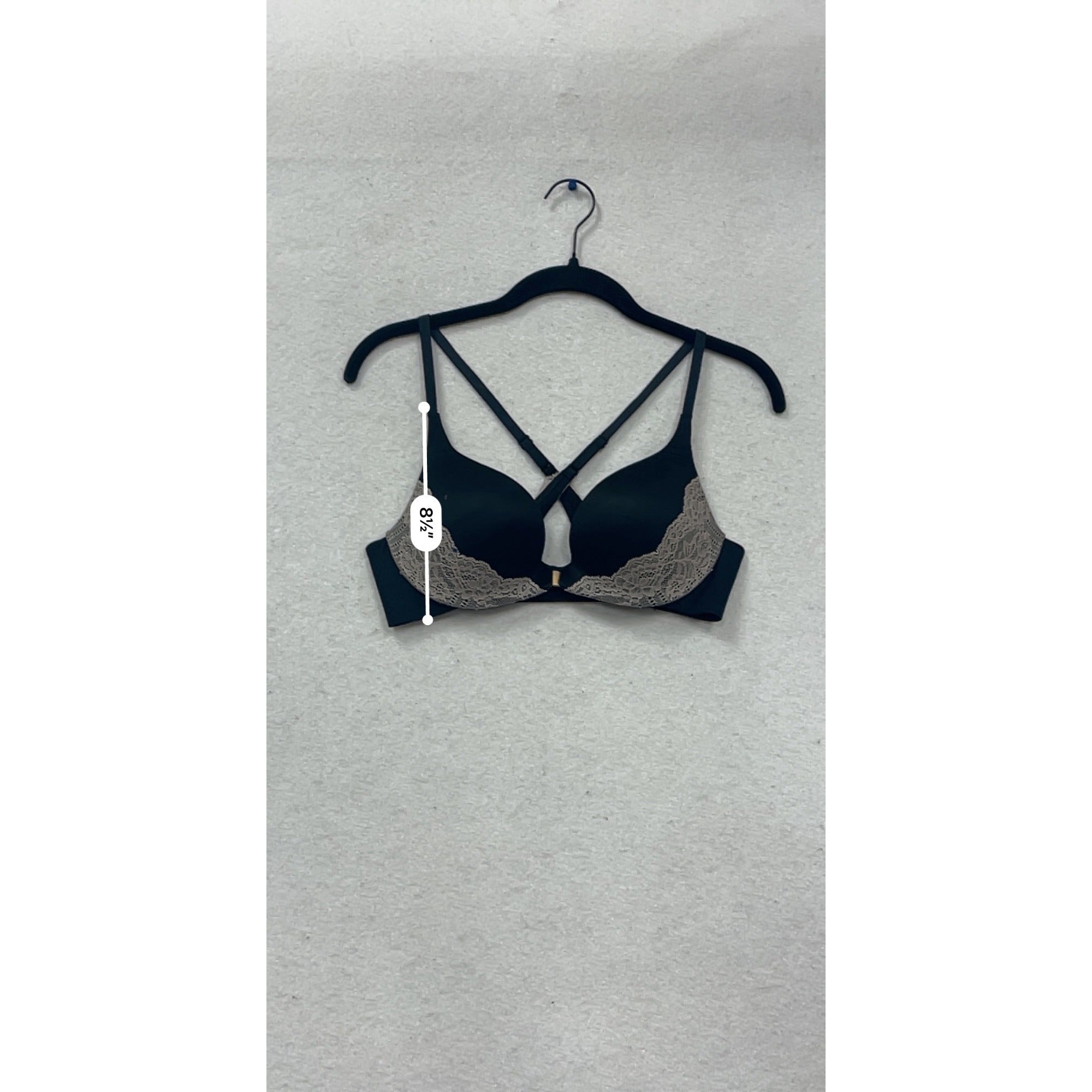 Victorias Secret Lace Trim Push-Up Bra Cross Back Design #548A