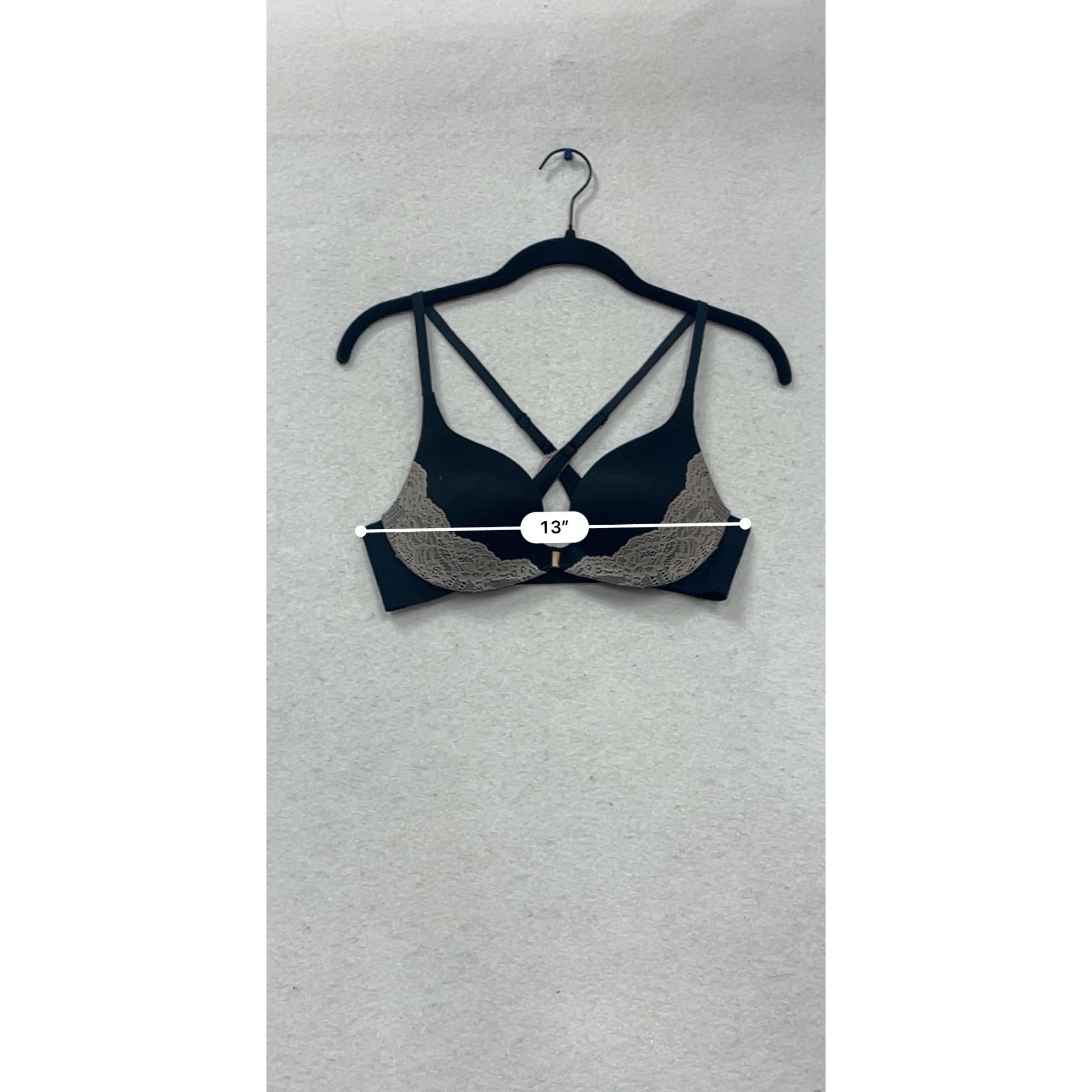 Victorias Secret Lace Trim Push-Up Bra Cross Back Design #548A