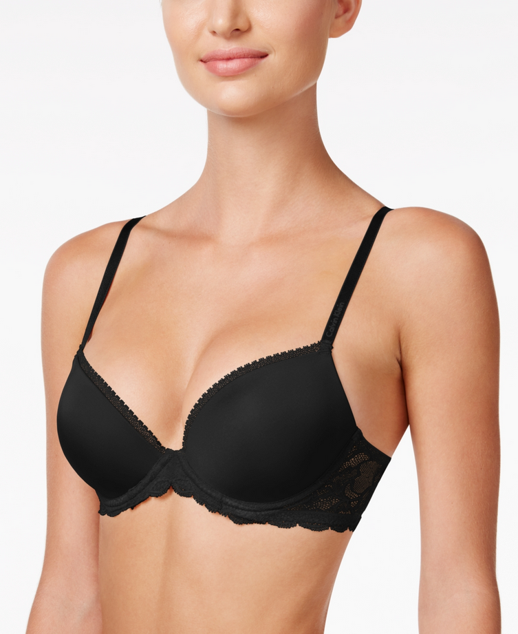 CALVIN KLEIN Seductive Comfort with Lace Demi Bra BLACK 32C