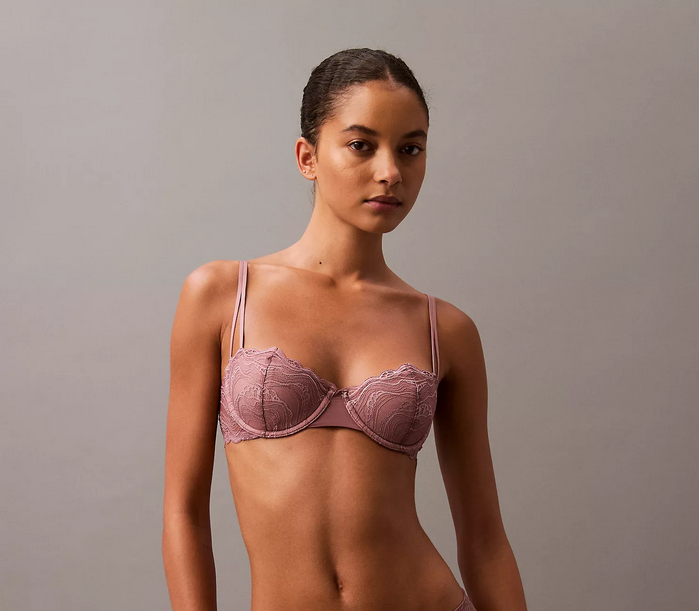 CALVIN KLEIN Lace Lightly Lined Balconette Bra PINK 34D