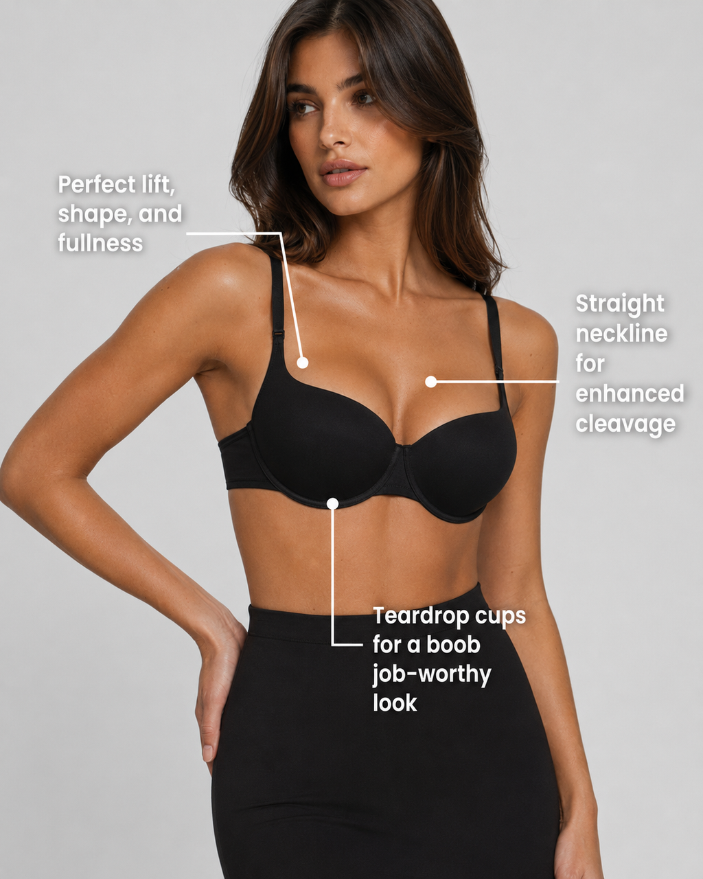 Skims Ultimate Balconette Push Up Bra Onyx