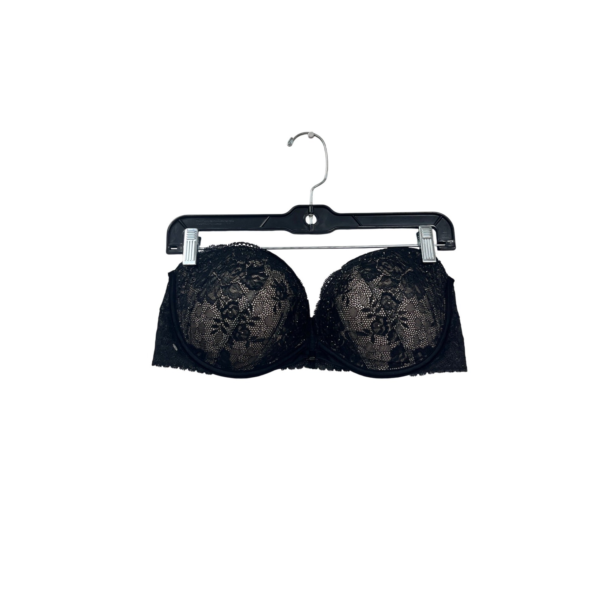 Victorias Secret Black Lace Strapless Bra 38D #125A