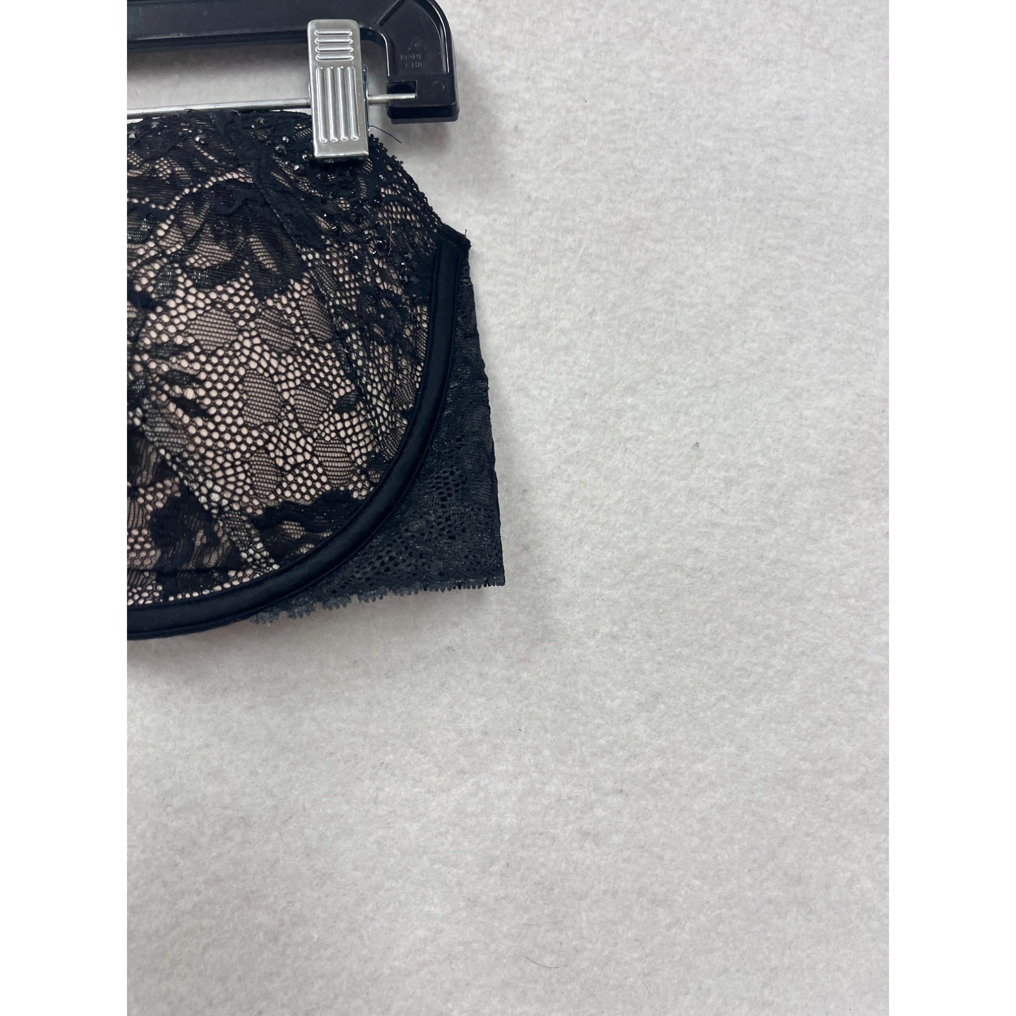 Victorias Secret Black Lace Strapless Bra 38D #125A