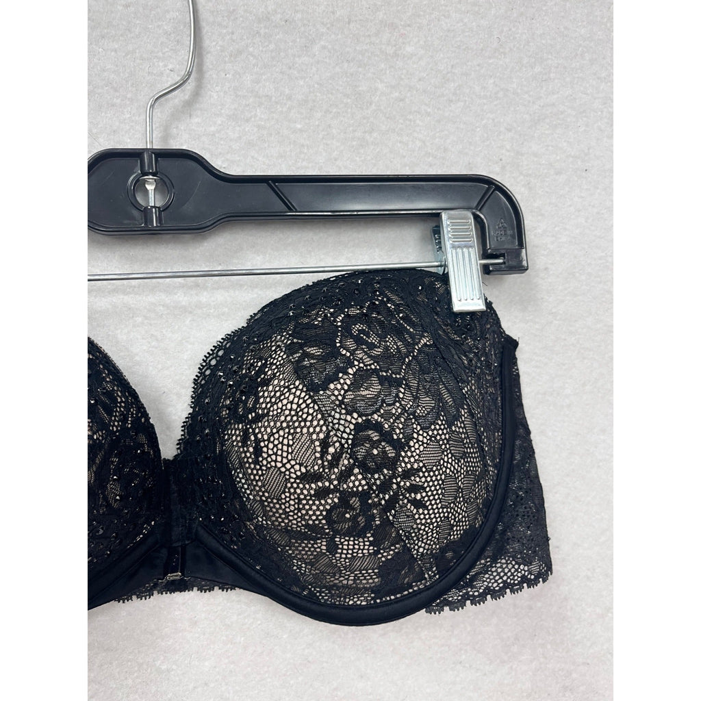 Victorias Secret Black Lace Strapless Bra 38D #125A