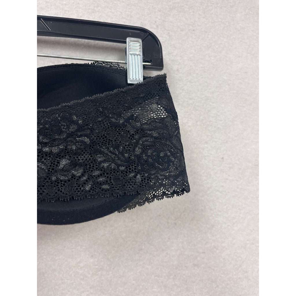 Victorias Secret Black Lace Strapless Bra 38D #125A