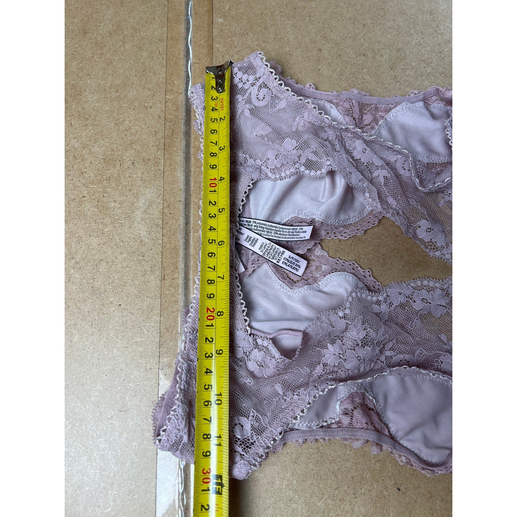 Victoria Secret Womens M Pink Lace Bralette Racerback Wireless Hook & Eye Back