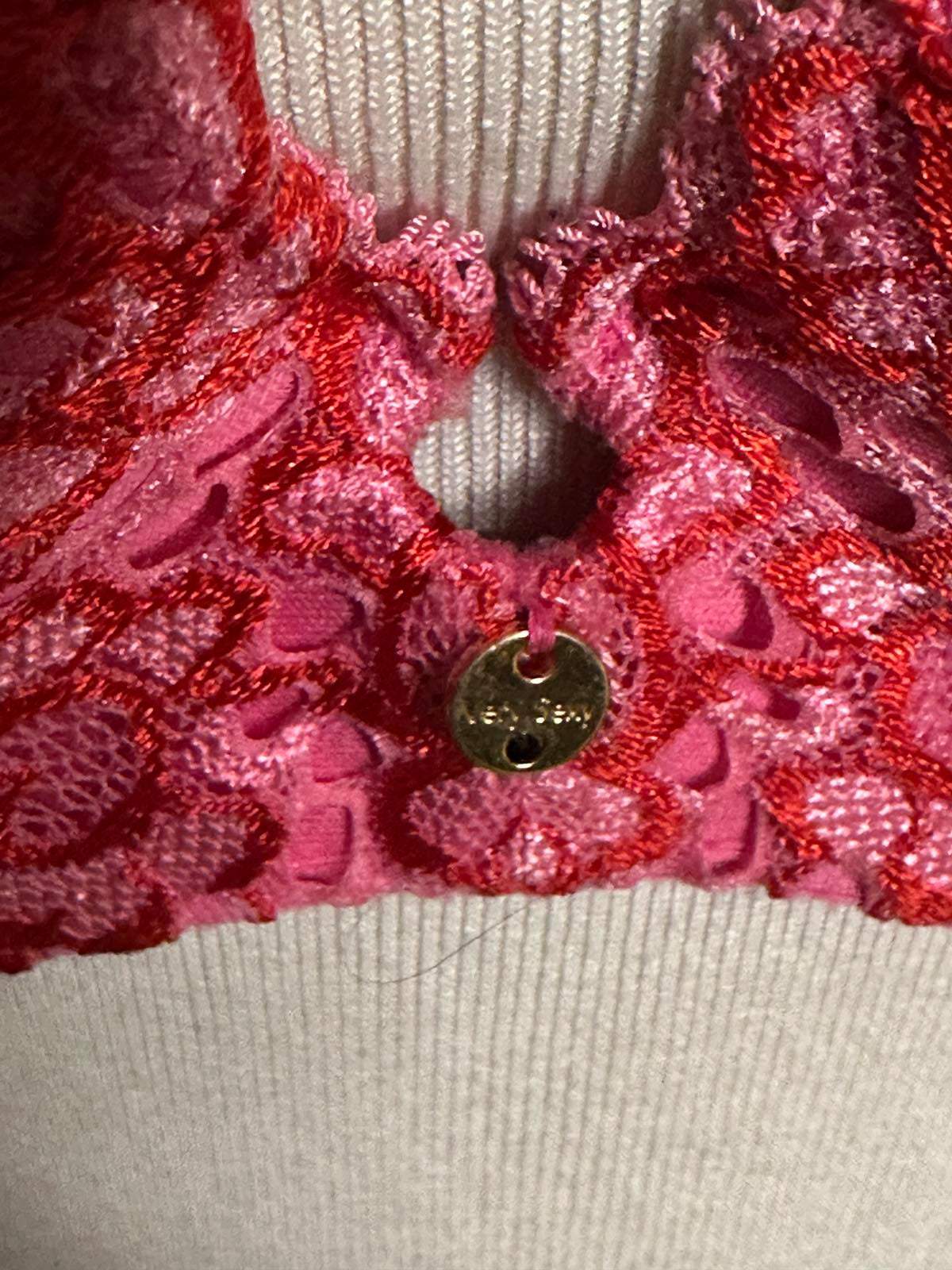 Victoria's Secret Very Sexy pink/red floral lace padded demi bra Size 36C