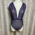 Victoria's Secret Purple Lace Halter Teddy Bodysuit L Plunge Romantic Whimsigoth