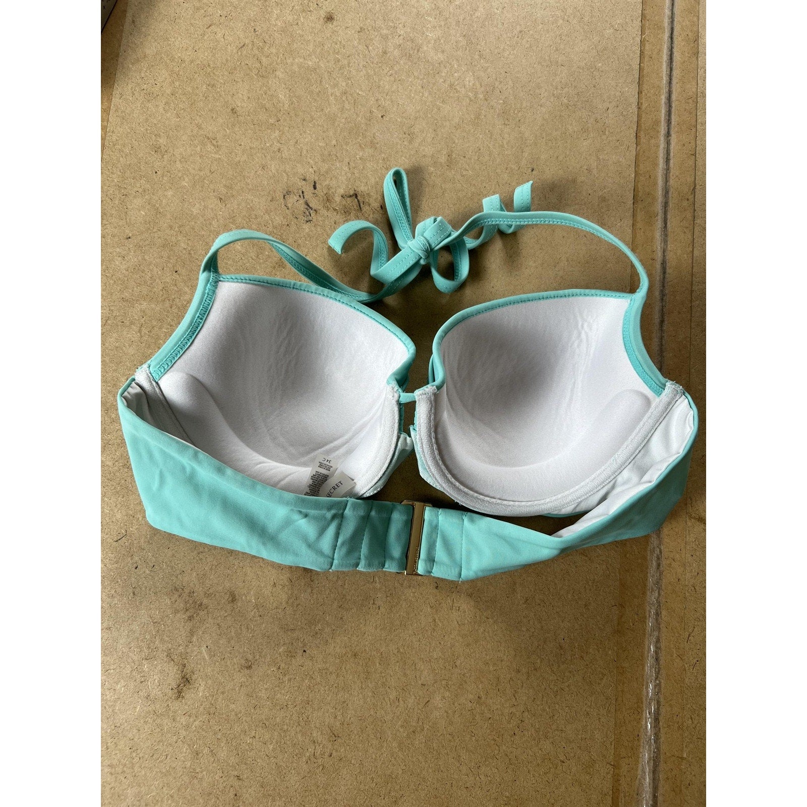 Victoria's Secret Swim Top Womens 34C Blue Padded Lined Underwired Halter