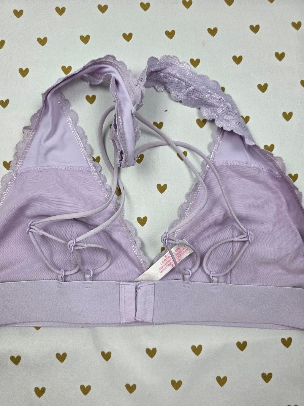 Victorias Secret Pink  Purple Strappy Lace MEDIUM Bralette Bra Top Tank