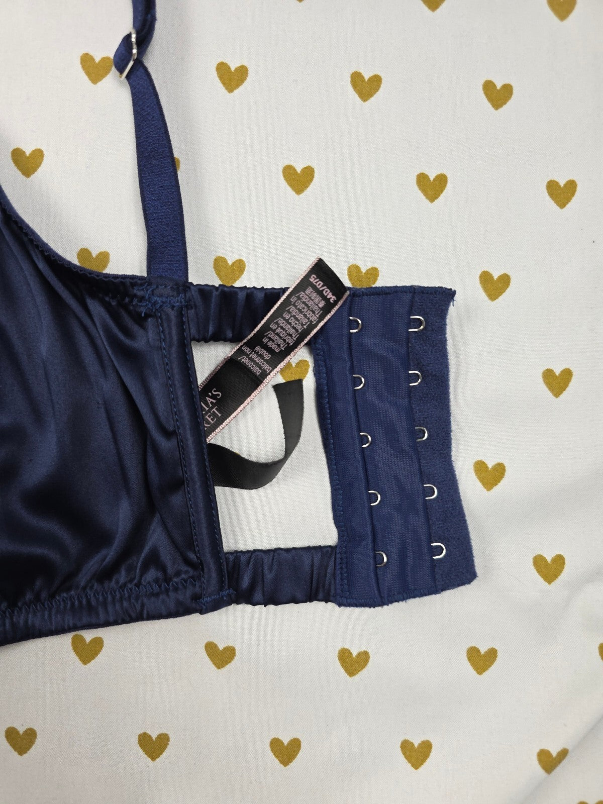 Victorias Secret Blue Satin caged Unlined Balconette demi Bra 34D