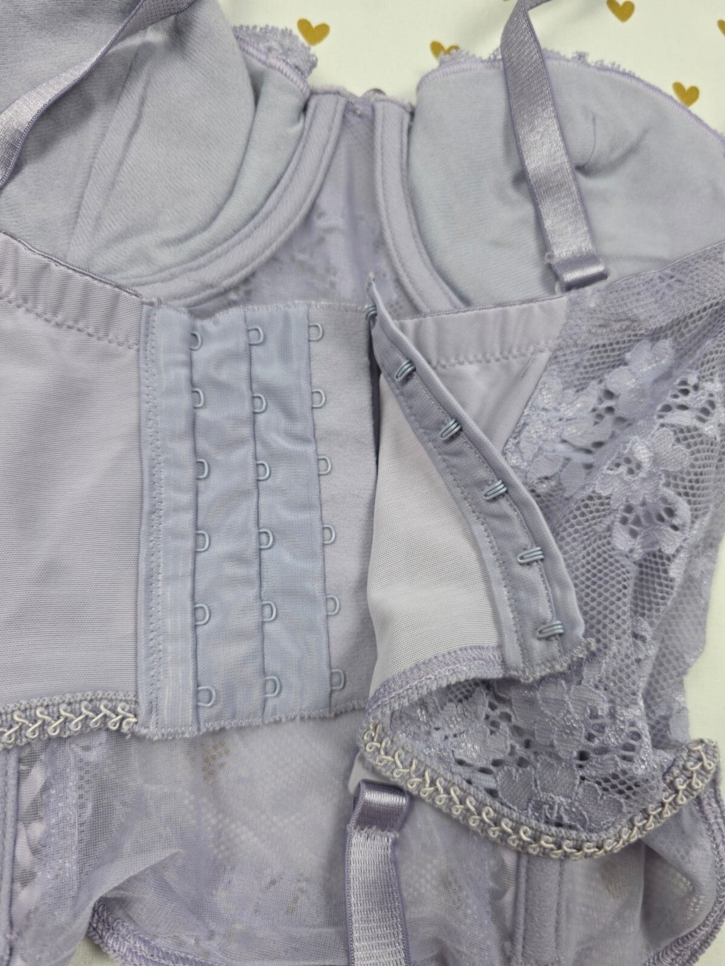 Victoria's Secret Very Sexy Lavender Lace Bustier Corset Garter Bra 34B