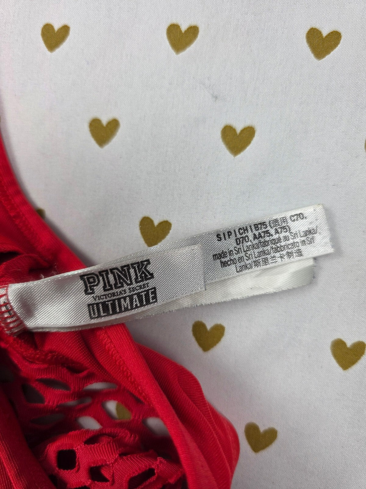 Victorias Secret Pink Red Ultimate Small Sports Bra Bralette Bra Top Tank