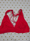 Victorias Secret Pink Red Lace Strappy Medium Bralette Bra Top Tank