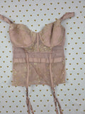 Victoria's Secret Dream Angels Pink Gold Lace Bustier Corset Garter 36D