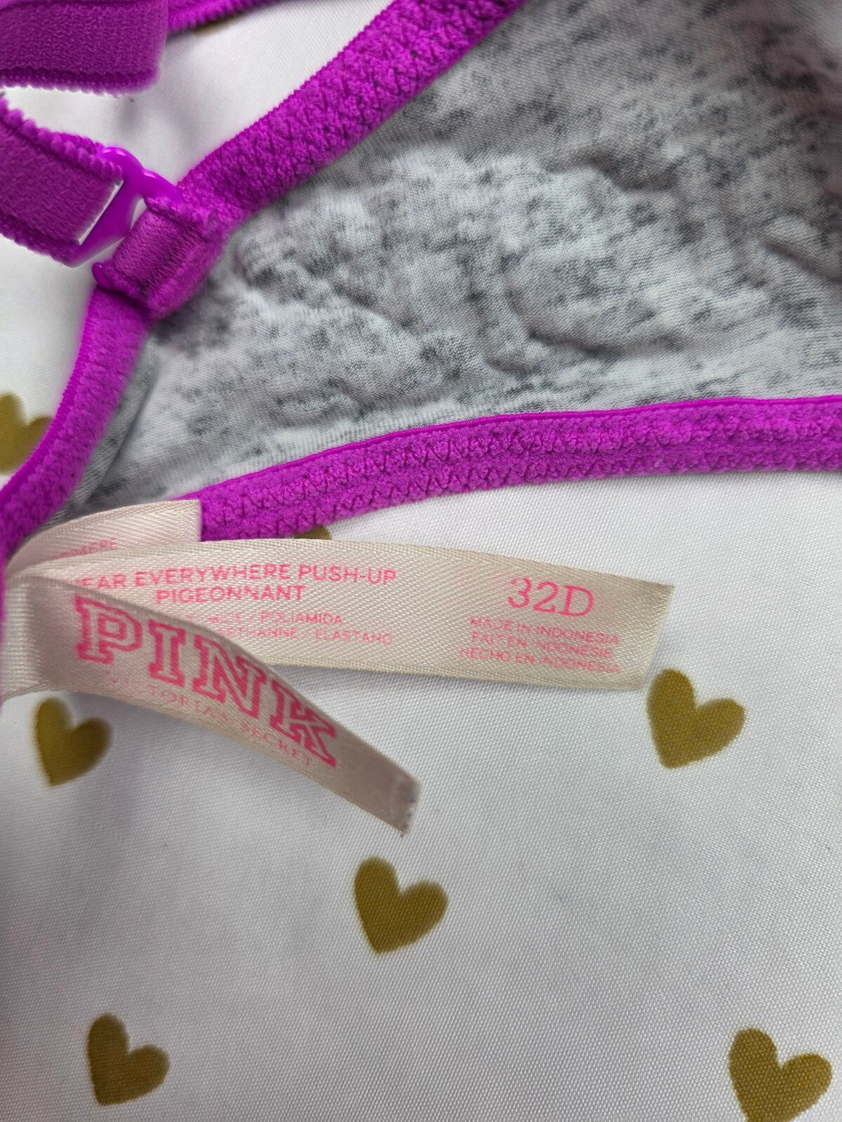 Victorias Secret  PINK Purple Logo Bra Wear Everywhere Push Up 32D
