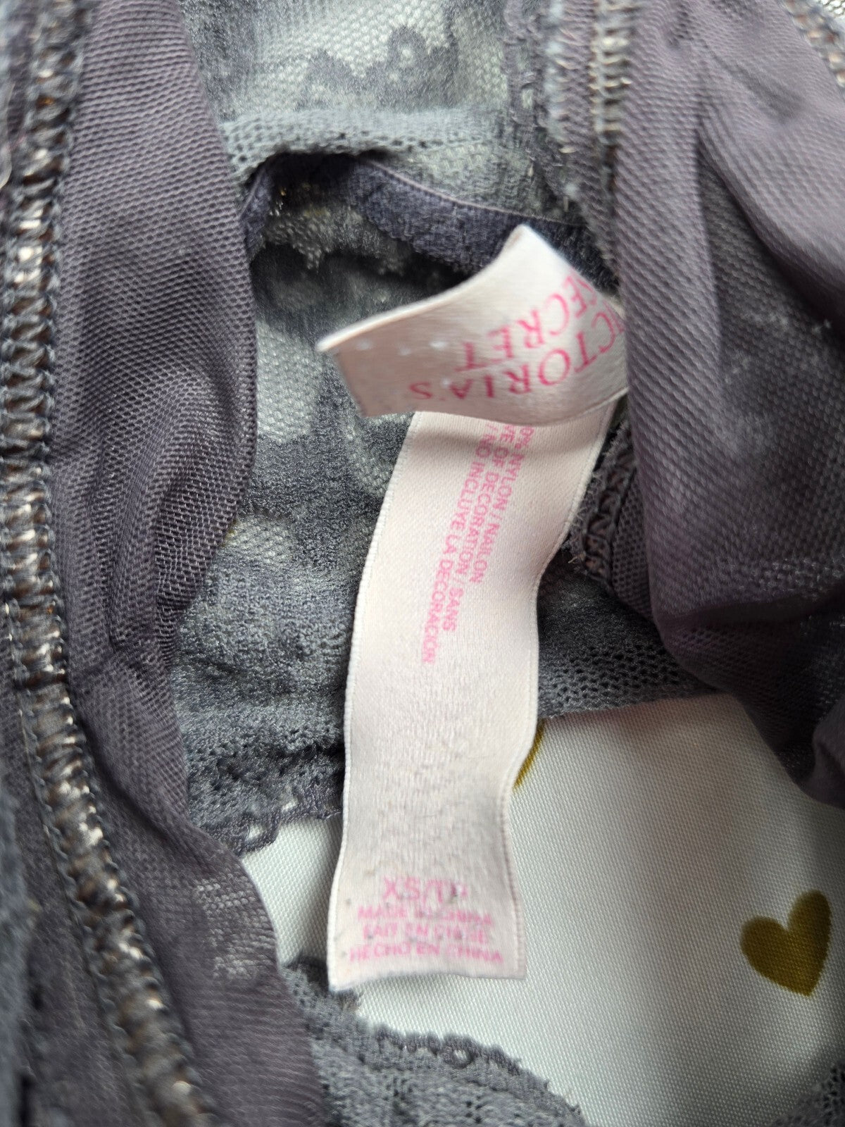 Victorias Secret Grey Stretchy Lace Racerback XS Bralette Bra Top Tank