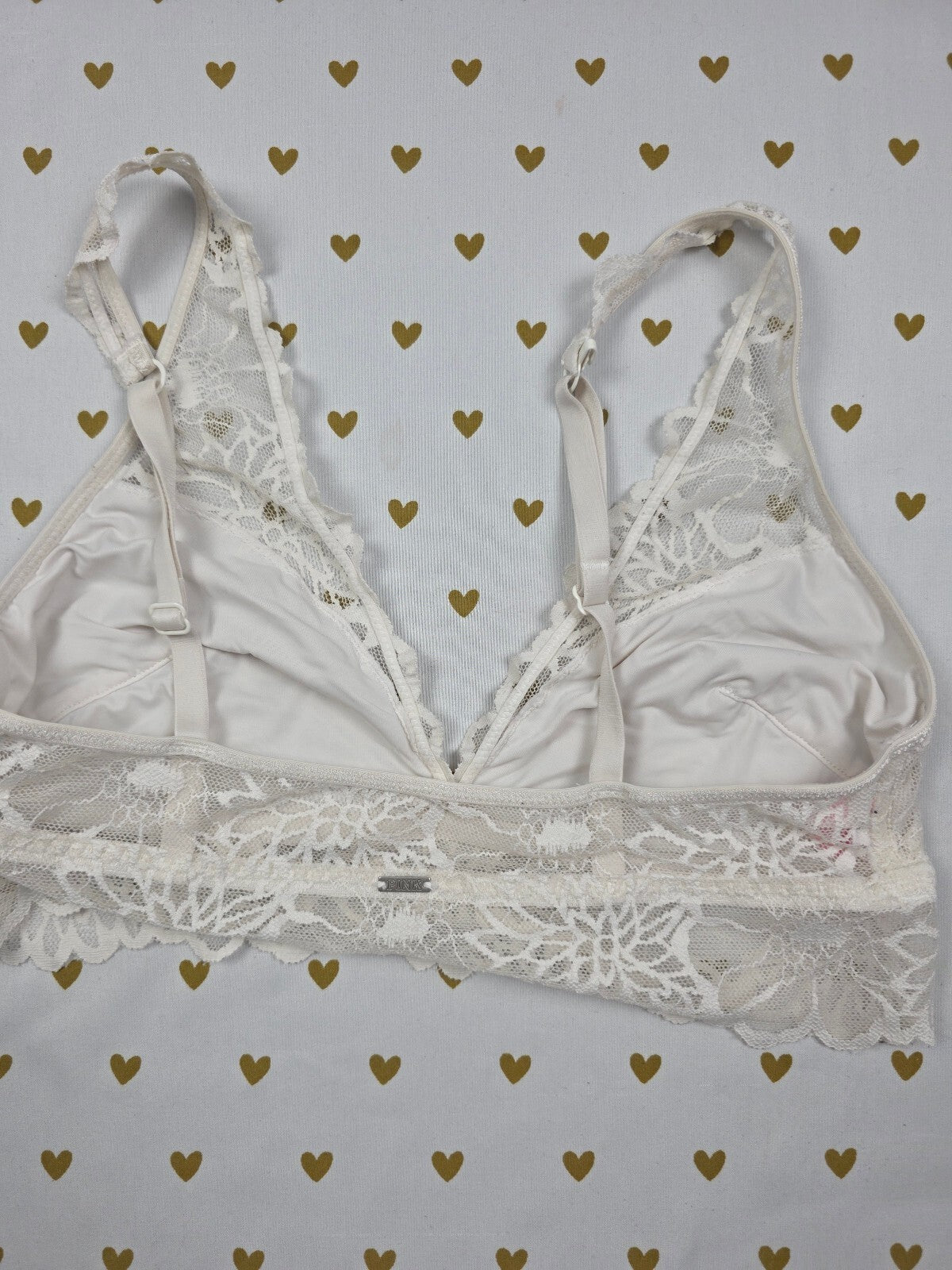 Victorias Secret Pink White Lace Small  Bralette Bra Top Tank