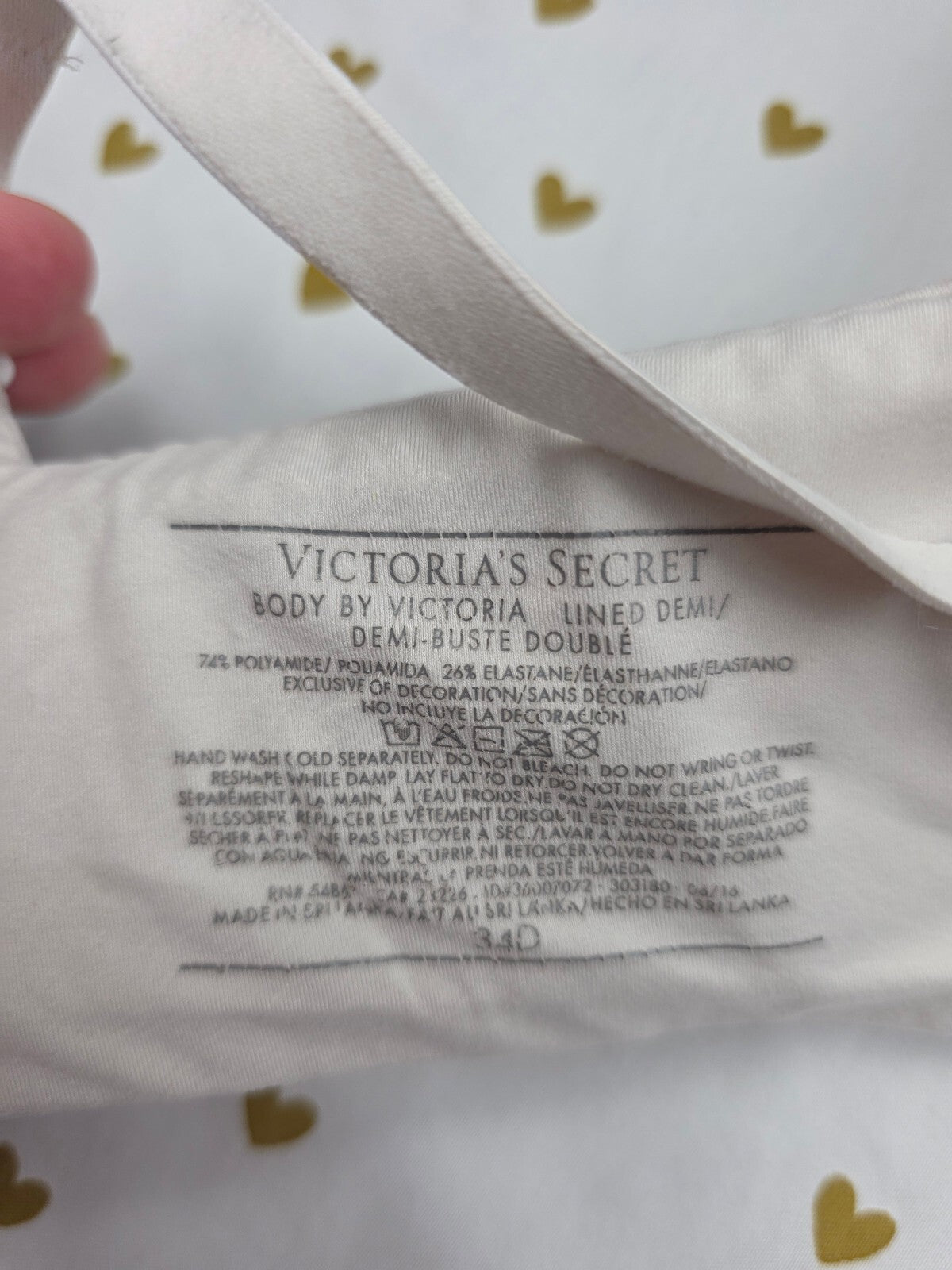 Victorias Secret White Lined Demi Balconette Bra 34D