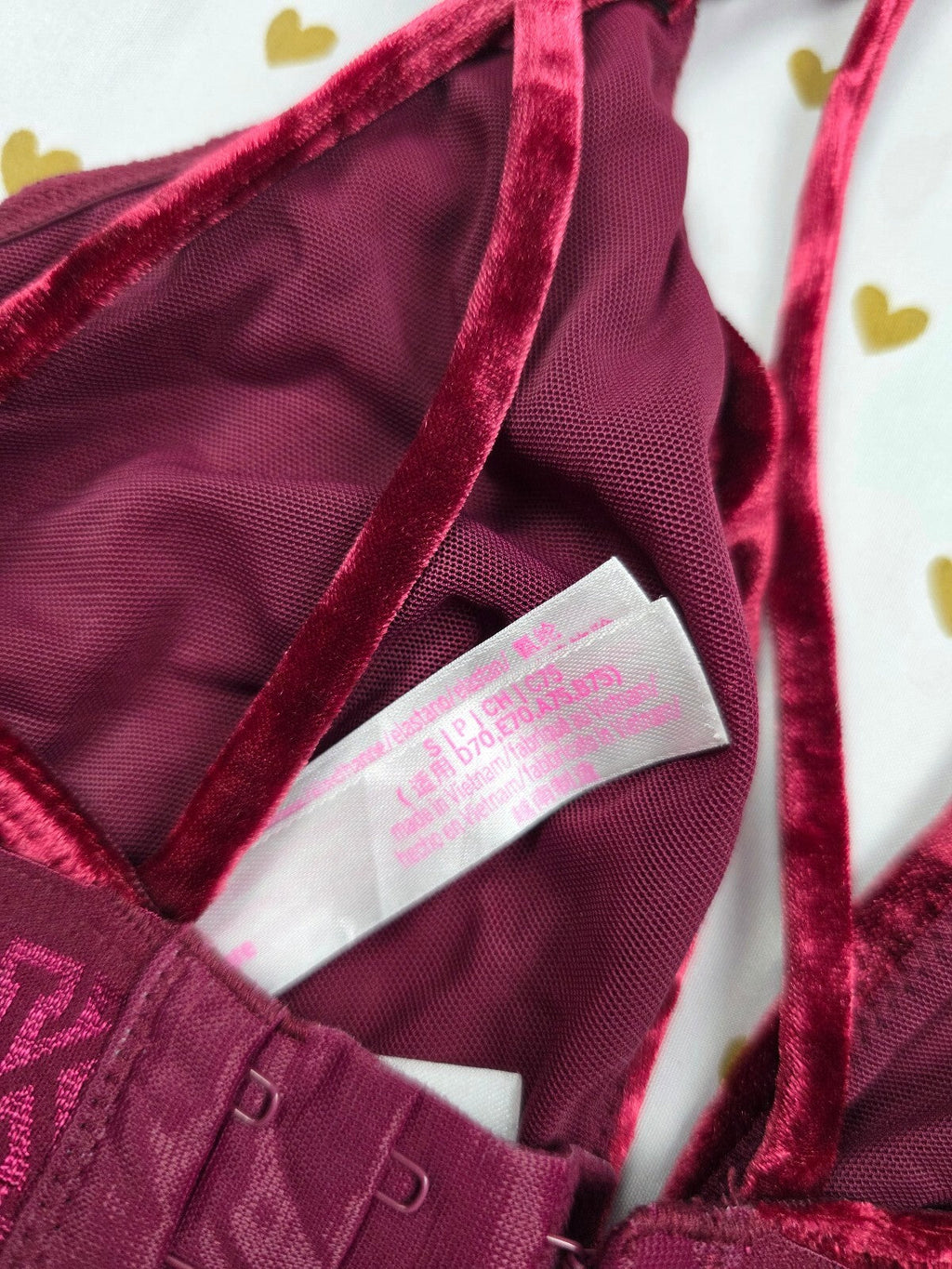 Victorias Secret Pink Velvet Strappy Small Bralette Bra Top Tank