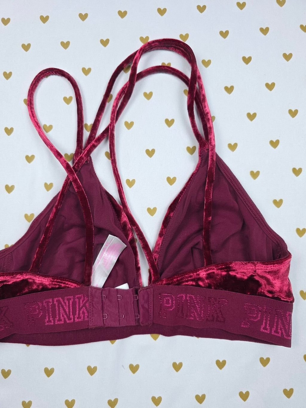 Victorias Secret Pink Velvet Strappy Small Bralette Bra Top Tank