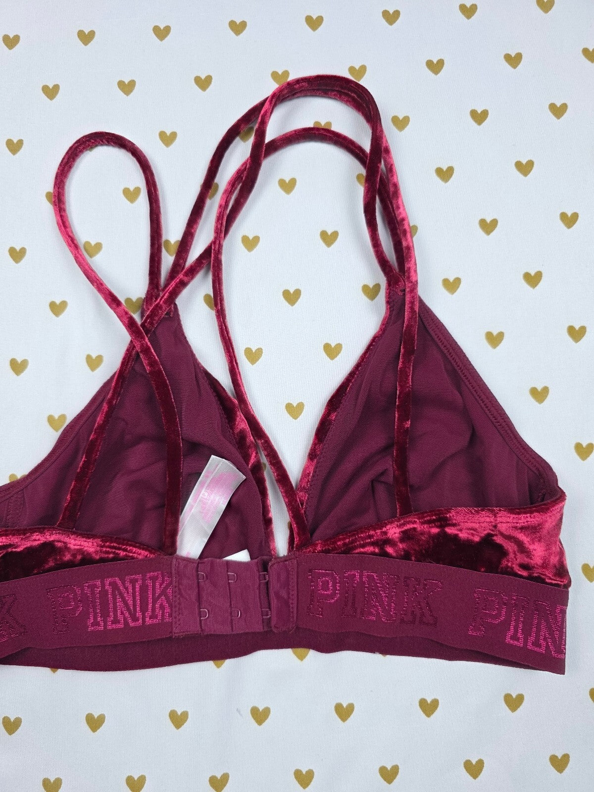 Victorias Secret Pink Velvet Strappy Small Bralette Bra Top Tank