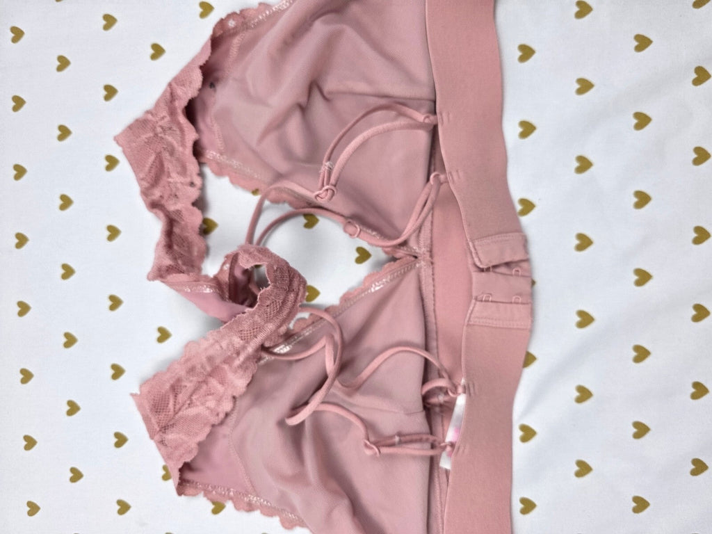 Victorias Secret Pink  Lace Strappy Sexy Racerback XL Bralette Bra Top Tank
