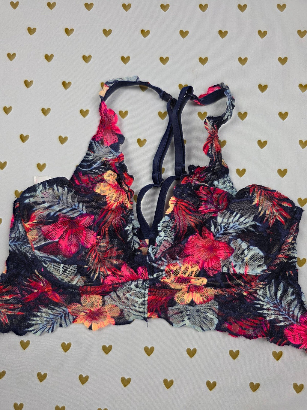 Victorias Secret Pink Floral Lace XS Bralette Bra Top Tank