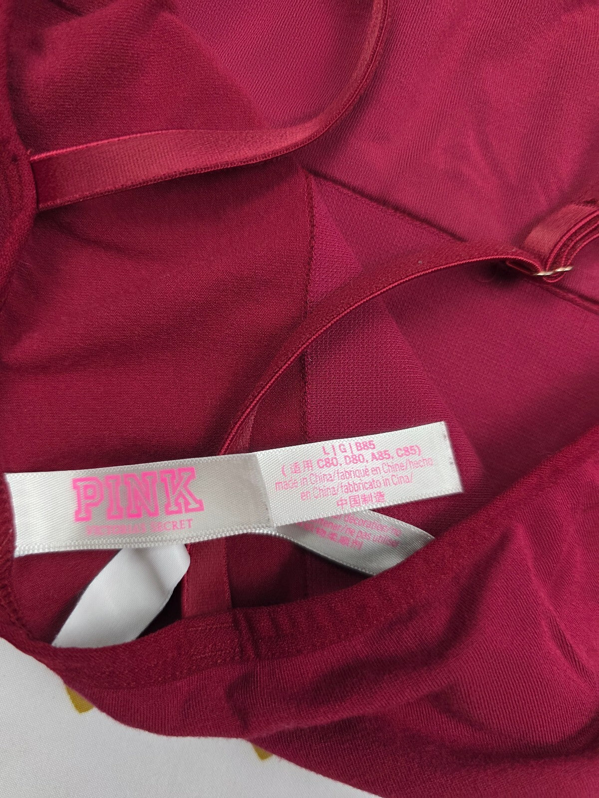 Victorias Secret Pink Maroon Lounge Large Bralette Bra Top Tank