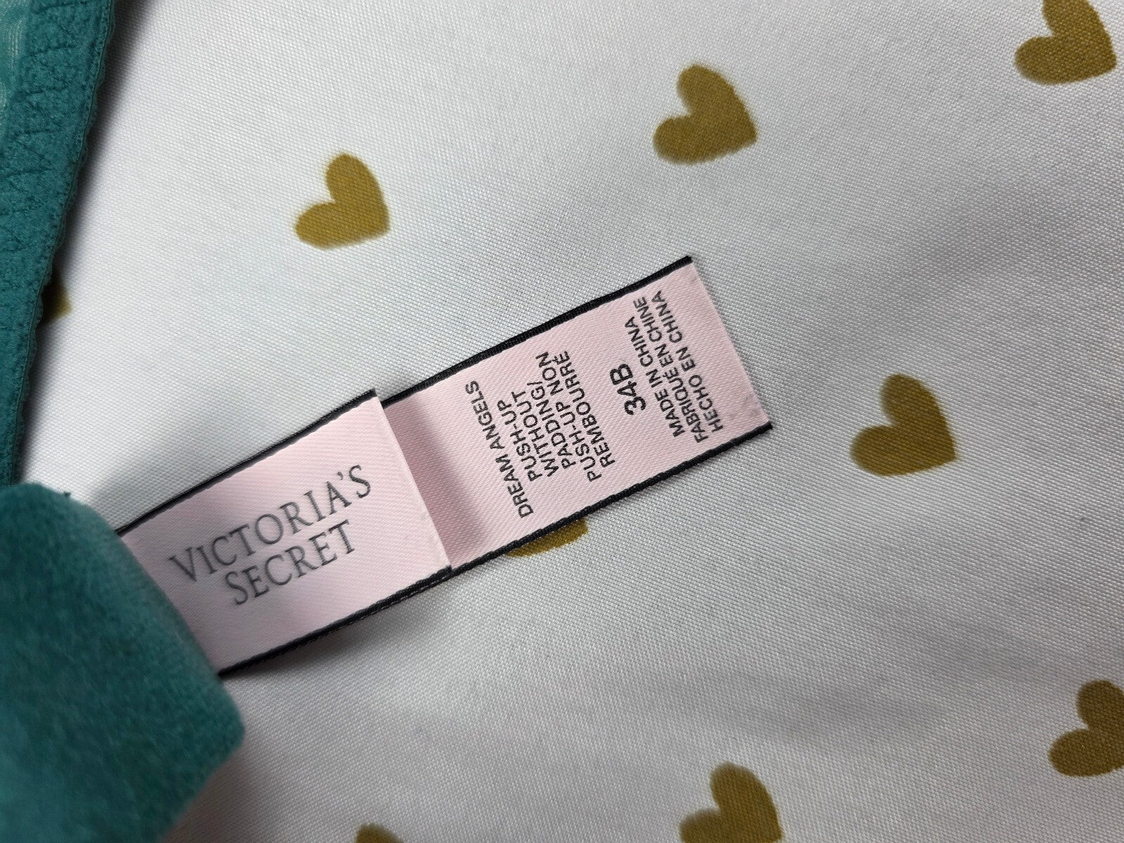 Victorias Secret Green Sexy Lace Dream Angels Push Up Without padding bra 34B